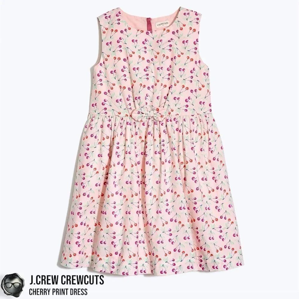 J.CREW CREWCUTS GIRLS’ CHERRY-PRINT DRESS SIZE 16 XXL IN PINK